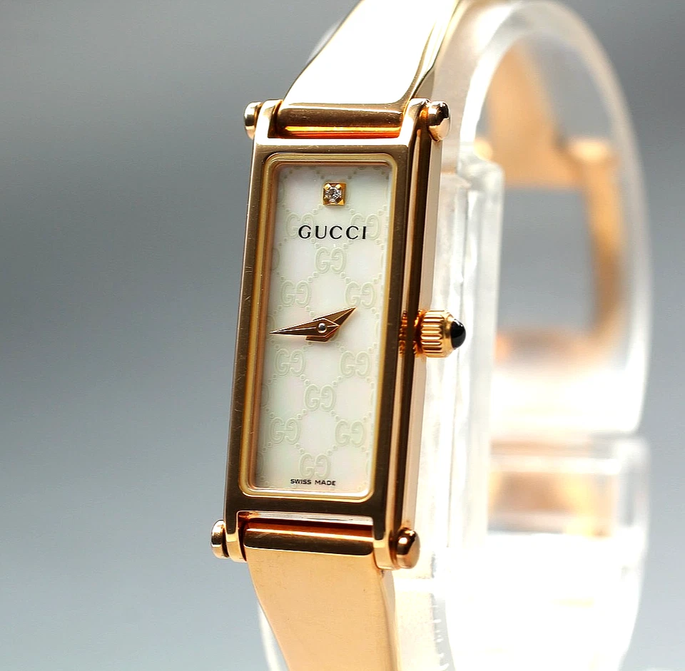 [Casi COMO NUEVO+] Reloj para mujer vintage GUCCI 1500L 13 mm esfera blanca cuarzo dorado Foto 3 de 4