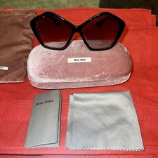 MIU MIU Pentagon SMU 11N 57014 1AB0A7 Black Gold / Grey Gradient Sunglasses Wmns