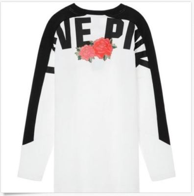 Pull Sweatshirt Victoria's Secret PINK - Rose Brodé Sur Blanc - Taille XS - Neuf Avec étiquettes