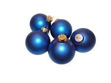 Set of 5 Blue Ball Matte Glass 2.5" Christmas Ornaments  A