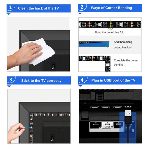 5V USB LED Strip Lights TV Back Light 5050 RGB Color Changing Remote Controller - Picture 7 of 11