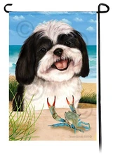 Shih Tzu Summer Beach Garden Flag