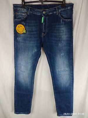 DSQUARED2 SLIM JEAN MENS BLUE REGULAR SLIM LEG STRETCH DENIM JEANS SIZE W38/L32