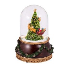 Santa Rotating Around Christmas Tree Musical Snowglobe Glitterdome