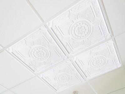 Grid System, Pop In, 24'' x 24'', 3D, PVC, Ceiling Tiles, PERU White