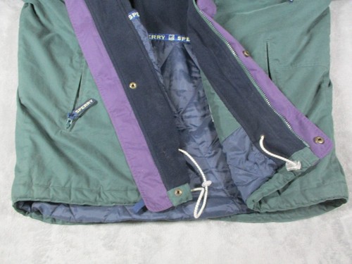 Sperry Jacket Mens XXL Parka Green Hooded Fleece Lined Full Zip Top Sider EUC - Picture 3 of 10