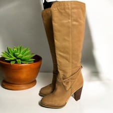 Vintage Danelle Boots Camel Heeled Western Boho Rope Detail Boots Women s 6 M
