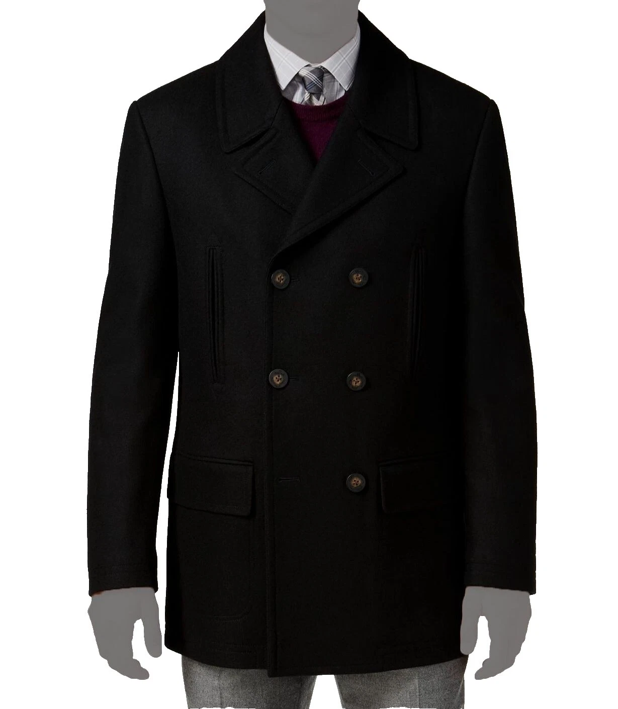 Negro Lauren Ralph Lauren Pea Coat abrigos, chaquetas y chalecos para hombres