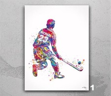 Field Hockey Player Male Boy Man Personalized Watercolor Print Sports Boy  2564
