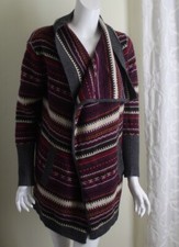 Saks Fifth Avenue Sz L Heavy Purple Nordic 100 Cashmere Open Front Sweater