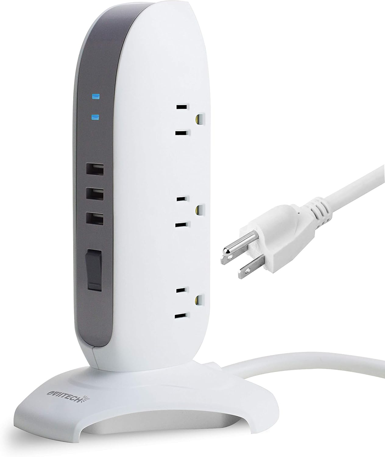 Surge Protector Power Strip Tower 5 AC Outlets with 3 USB Charging Ports(3.1A To-image