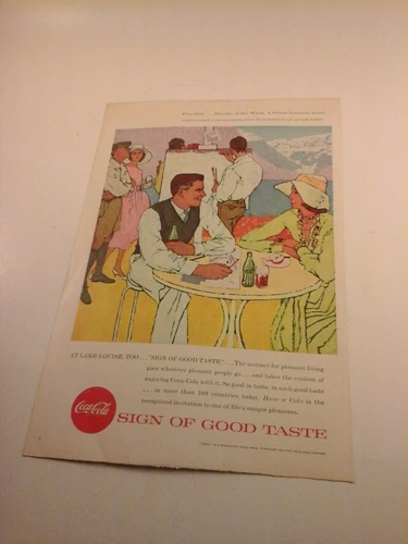 Vtg 1957 COKE Coca-Cola Soda Print Ad - LAKE LOUISE, CANADA, Art by JACK POTTER