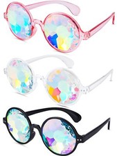 3 Pairs Kaleidoscope Rave Glasses Festivals Goggle Rainbow Sunglass