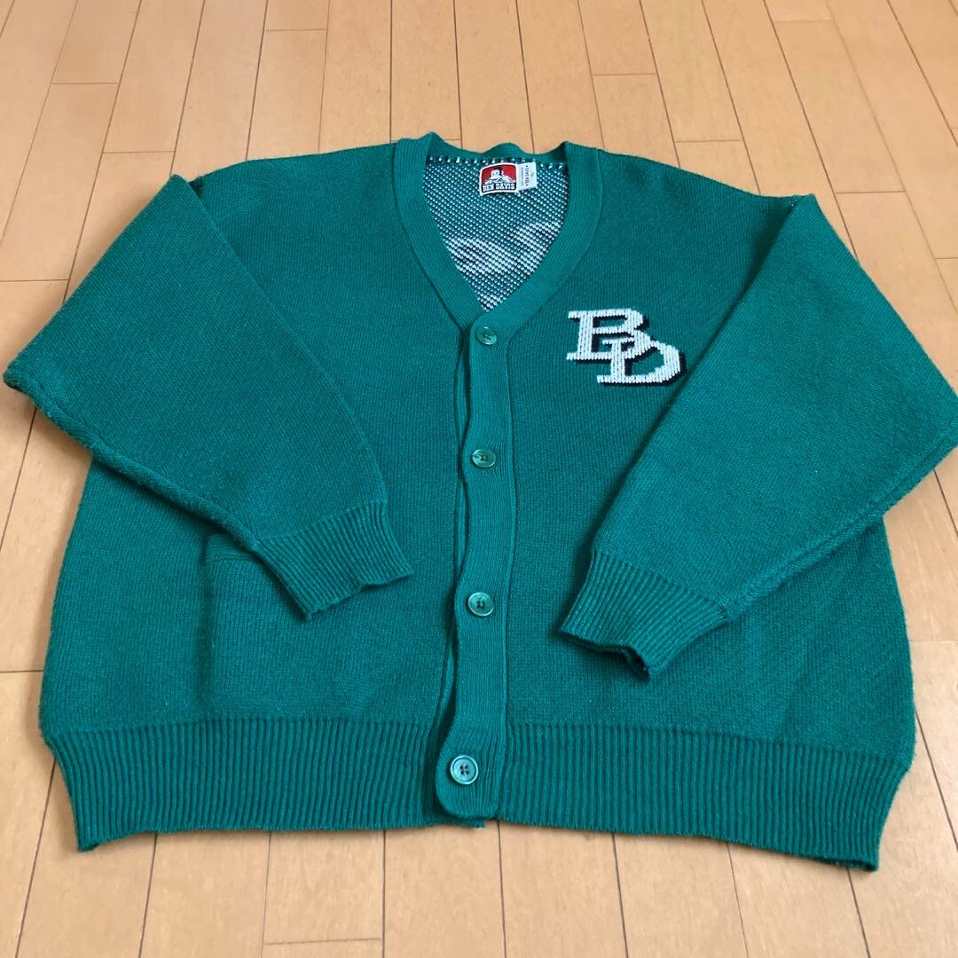 BEN DAVIS Long Sleeve Cardigan color Green size-L Big Logo button