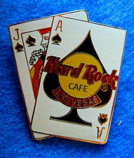 LAS VEGAS Hard Rock Cafe BLACK JACK ACE & JACK of SPADES 21 WINNING HAND PIN
