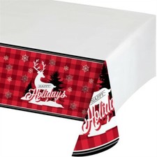 Winter Lodge Plastic Banquet Tablecloth Winter Christmas Party Decoration