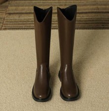 Ladies flat leather shoes plus size boot women long leg plush boots knight boots