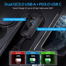 12V-24V Dual USB QC3.0 & PD Car Boat RV Fast Charger Socket Power Outlet Panel