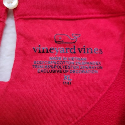 Vineyard Vines Girl’s Knit Top Red With Black Ruffle Hem Size XL 16 Pre-owned - Picture 6 of 13