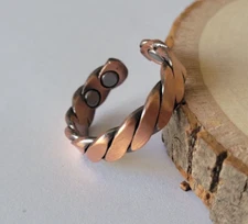 Matte Pure Copper Magnetic Ring - Men Women Arthritis Adjustable Ring Twist