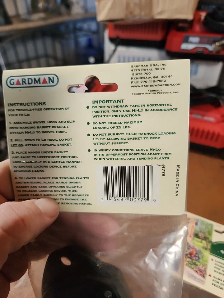 Dispositivo de abaixamento e suspensão Gardman Hi-Lo para cestas suspensas R779 - Imagem 4 de 4