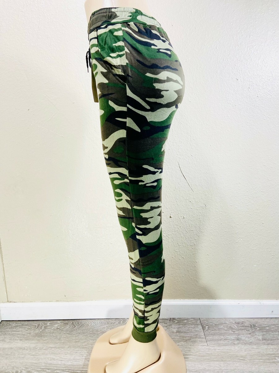 Camouflage slim fit Army Green Activewear Leggings Workout Outdoor Pants  Skinny
