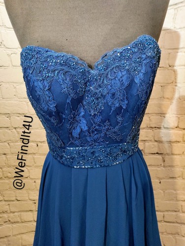 V72 CAMERON BLAKE 213643 SZ 6 ROYAL BLUE $555 FORMAL PROM GOWN DRESS - Picture 5 of 9