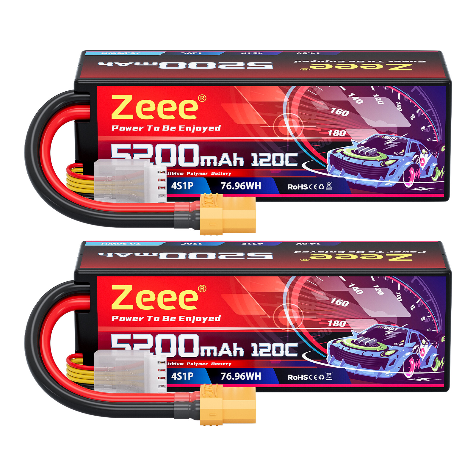 Zeee 4S Lipo Akku 14,8V 80C 7200mAh RC Akku Hartschalenk mit EC5 Anschluss für RC Auto LKW Tank Buggy Truggy RC Rennmodelle