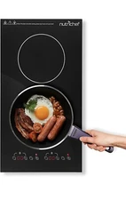 NutriChef PKSTIND59 Dual Induction Cooktop with Double Burner Black New (E12)