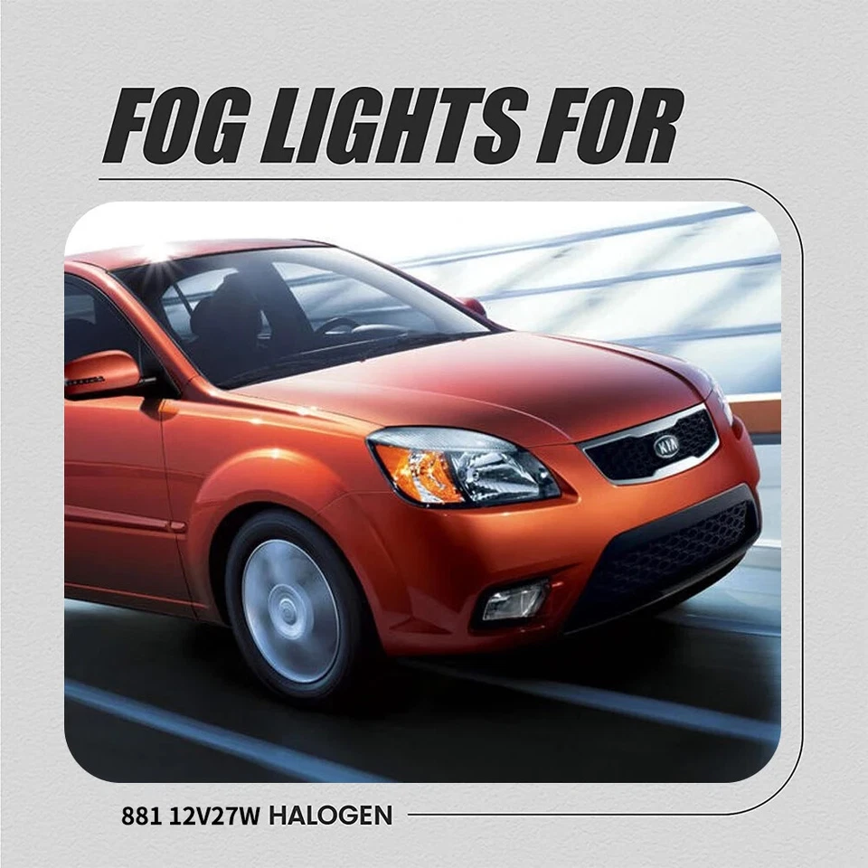 Front Bumper Fog Lamp Foglight Set Switch + Wiring For Kia Rio 2009 2010 2011 - Image 3 of 4