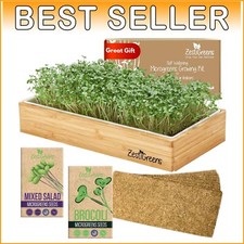 Stylish Microgreens Growing Kit with Natural Wood Finish - Perfect for Beginners