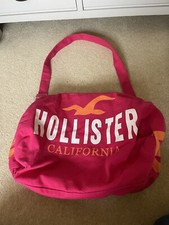 Hollister Girls Womens Pink Logo Holdall Weekend Overnight Bag 