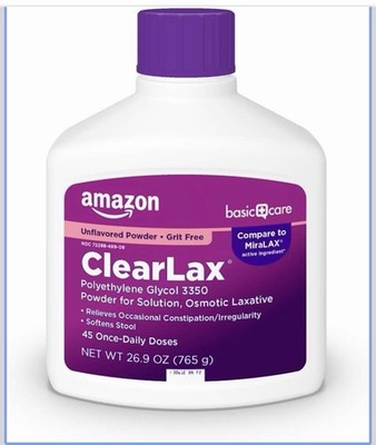 Amazon Basic Care ClearLax Polyethylene Glycol 3350 1.68 Pound (Pack of 1) 