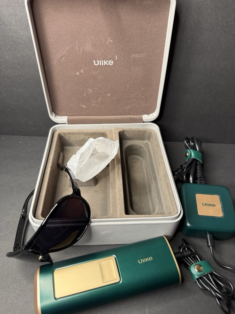 Ulike IPL Hair Removal Device UI04 Green w/ Case Glasses Power