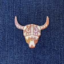 Bull Skull Applique Patch - Embroidered Southwest Longhorn Western Badge 2.75"