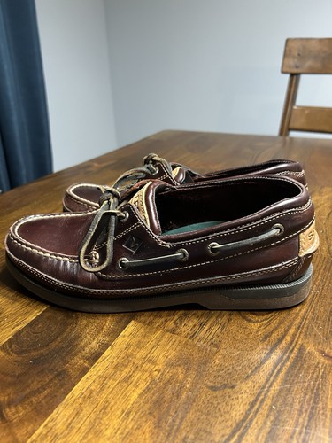 Sperry Top Spider Men’s Brown Leather Boat Shoes Size 8.5 Medium Excellent