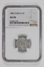 1883 SHIELD NICKEL NGC AU58