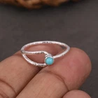 Dainty Turquoise Ring Silver Stacking Hammered Band Minimal Western Jewelry Gift