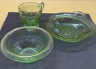 VINTAGE LOT OF 3 GREEN GLASS! (2 Uranium) Hazel Atlas Anchor Hocking And More!