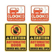4 Pieces Automatic Door Sticker Waterproof Warning Sign Vehicle Decals Cling for