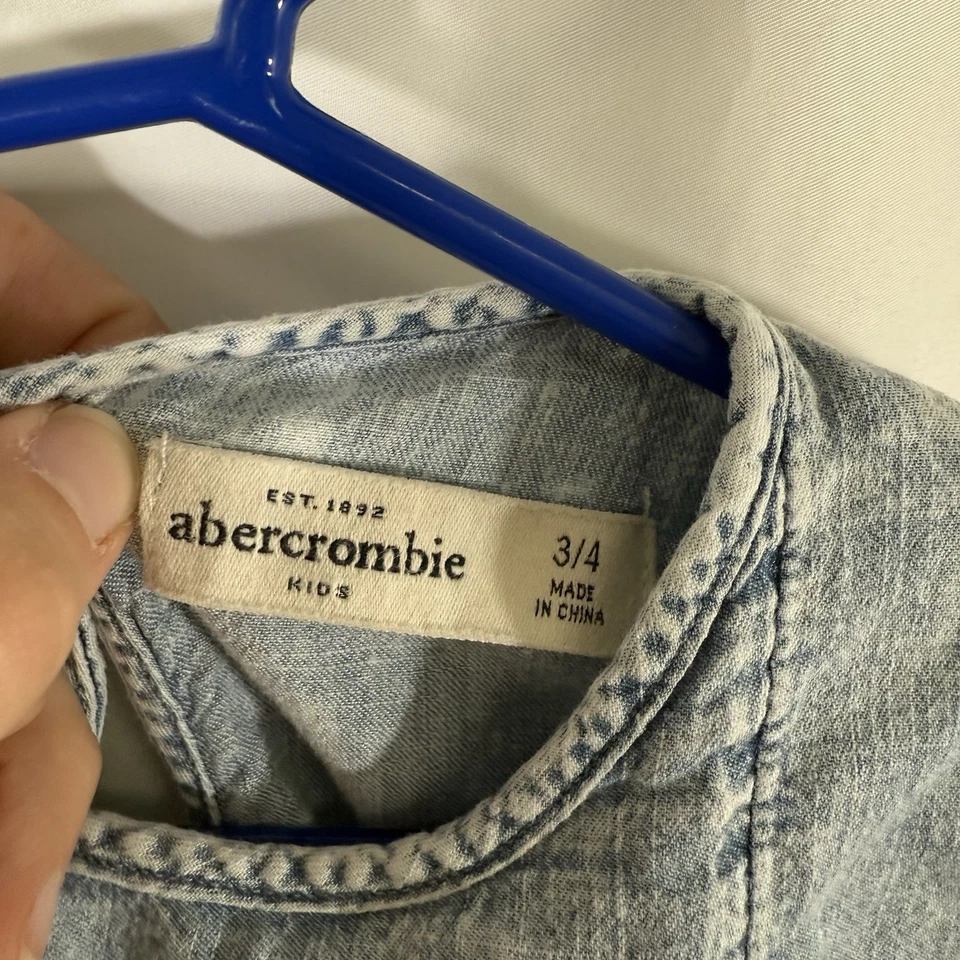 Abercrombie Niños Pequeños Niñas 3 4 Azul Manga Larga Cuello Redondo Claro Foto 4 de 4