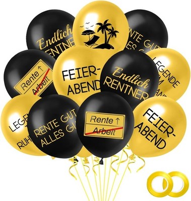 Luftballons 12 Zoll Deko Ruhestand Schwarz Gold Geschenk Party
