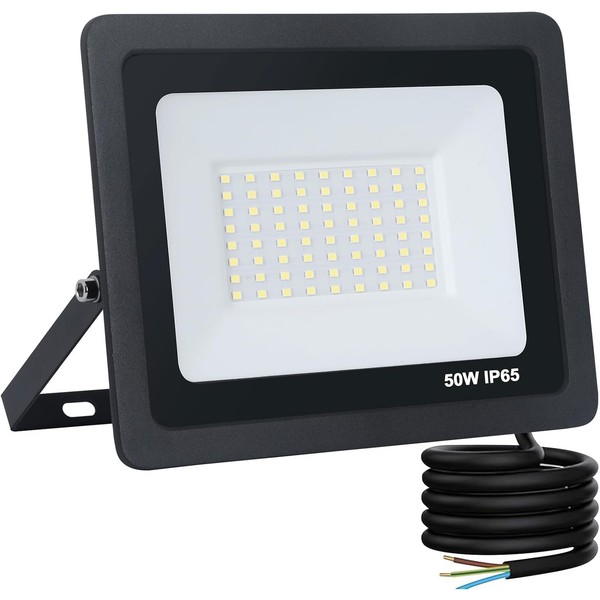 LED Strahler AußEn 50W 1 StüCk 5000 Lumen 6500K Kaltweiß IP65 Schwarz Fluter-image