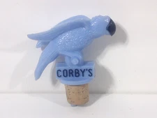 Corby's Blue Parrot Bird Liquor Bottle Stopper Pour Spout Vintage Whiskey