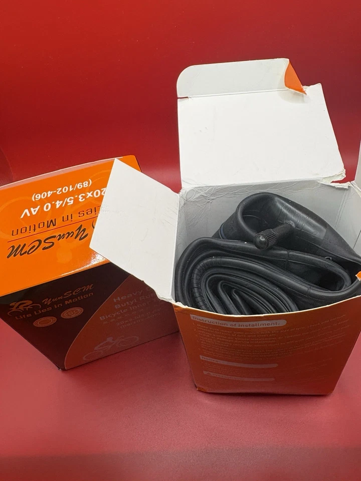 Paquete de 2 tubos interiores de goma butílica de alta resistencia YunSCM 20x3,5/4,0 AV neumático grueso Foto 3 de 4