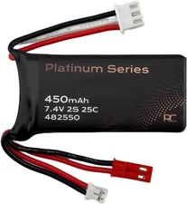 7.4V 450mAh LiPo Battery 2S 25C with JST & PH2.0 Connectors – Rechargeable... 