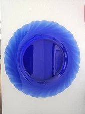 Vereco Duralex Bormioli Rocco Swirl Cobalt Blue Glass Dinner Plates 9" Lot of 8