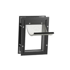 Deluxe Aluminum Pet, Cat and Dog Door with 2-Way Locking Panel for Small Black