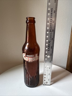 Vintage 1956 Orange Crush 10 oz Special Brown Glass Soda Bottle Toronto Canada
