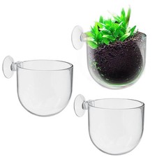 3 PCS Plastic Aquatic Plant Pots with Suction Cups Acrylic Red Shrimp Holder